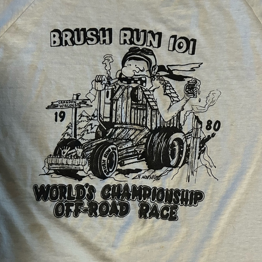Vintage Ringer “Brush Run 1980” T Shirt By The Knit Size XL